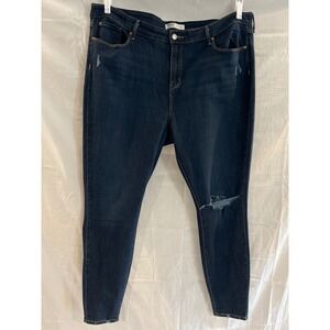 Signature by Levi Strauss Co Mid Rise Skinny Jeans Dark Wash Distressed Size 22W